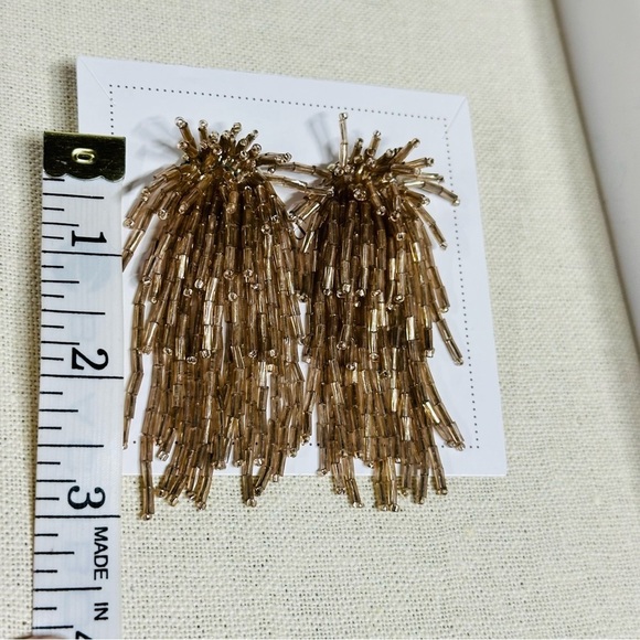 Stella & Dot Fireworks Beaded Post Statement Earrings Champagne Golden NEW - Picture 10 of 10